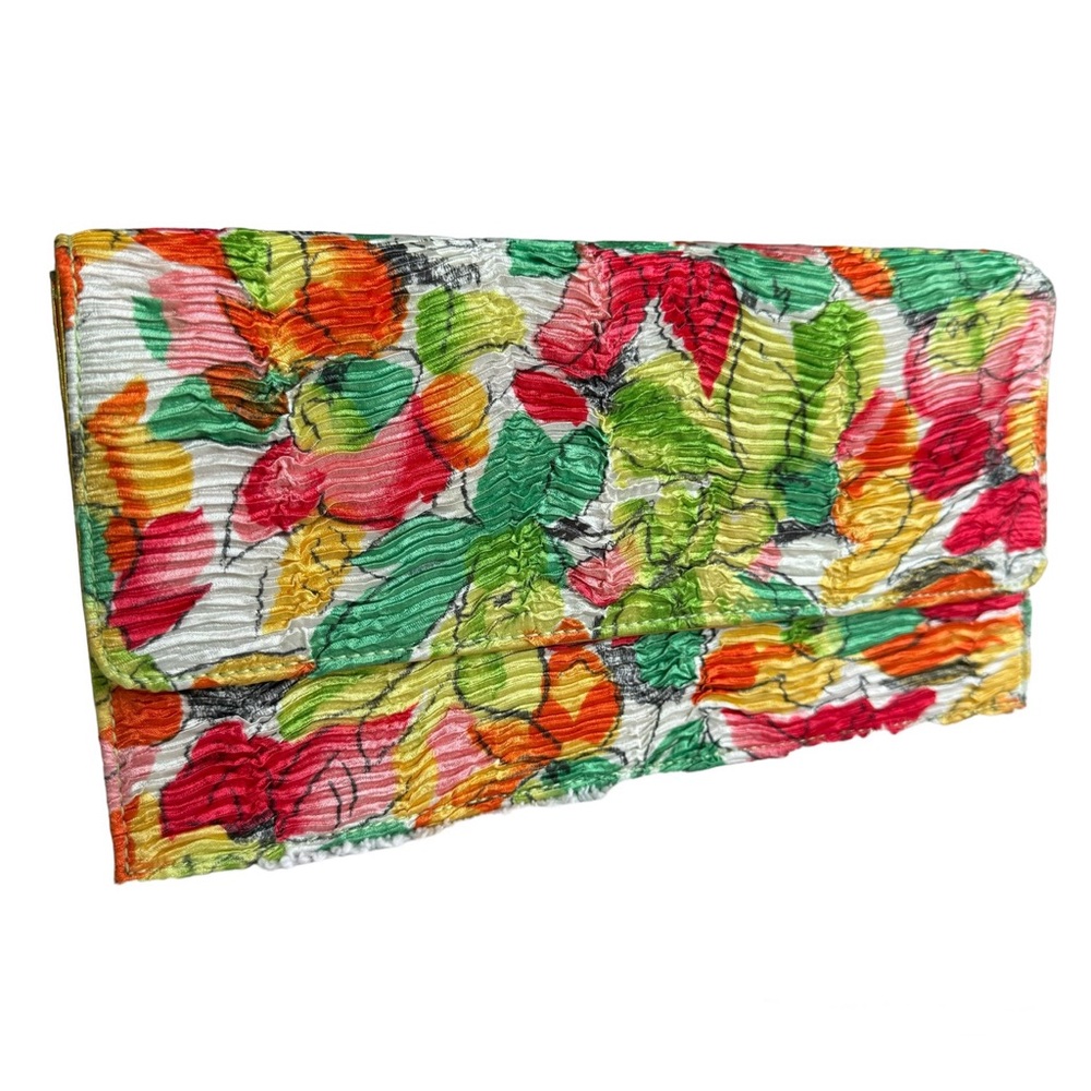 Tropical Watercolor Floral Clutch Bag, removal shoulder strap, bold bright color